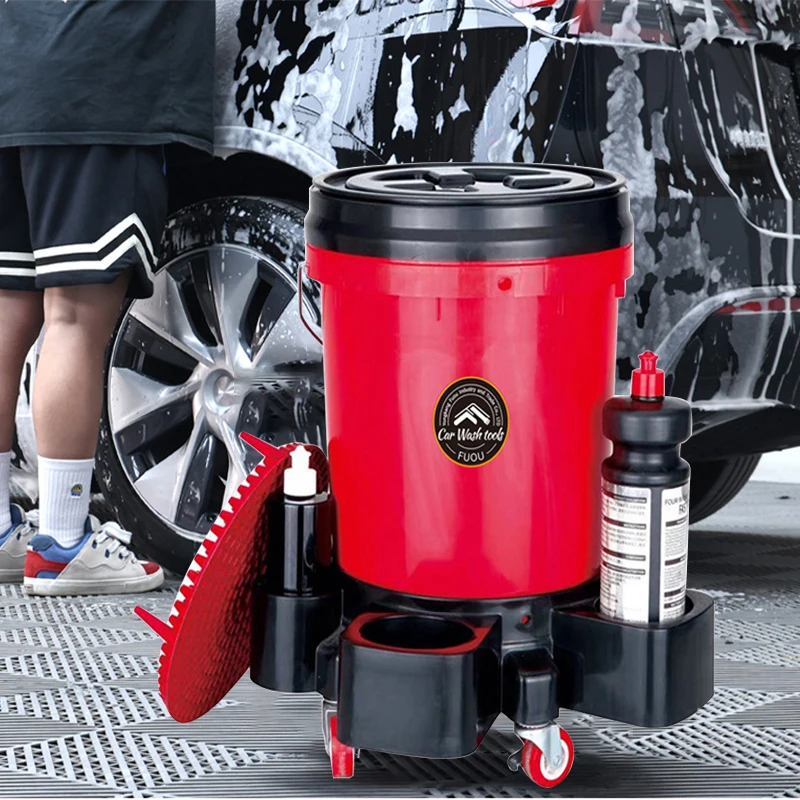 Multi Functional Sitting Mobile Car washing Bucket Can Store Car Washing Tools Detachable Washing Roller With Tool Tray folding bucket car wash bucket