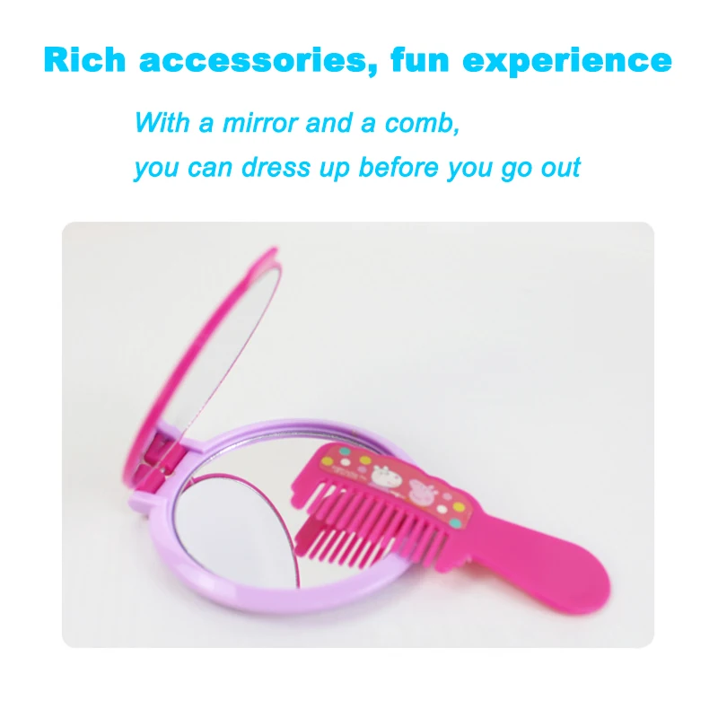 Peppa Pig Makeup Toys Children's Imitation Mirror Comb Makeup Box Bag Princess Dressing Table Hairpin Girl Birthday Gifts makeup toy princess pretend toys cosmetics set princess doll