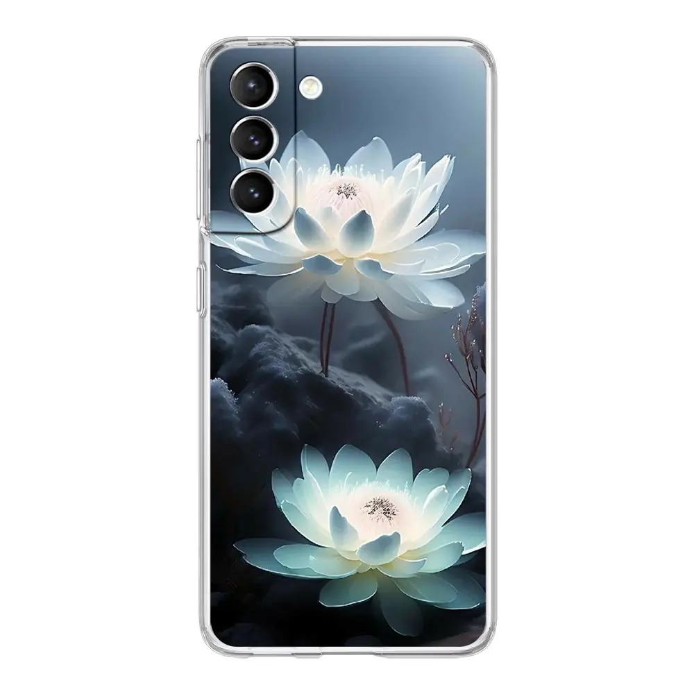 Luxurious Clear Soft Phone Case with Lotus Flower Design