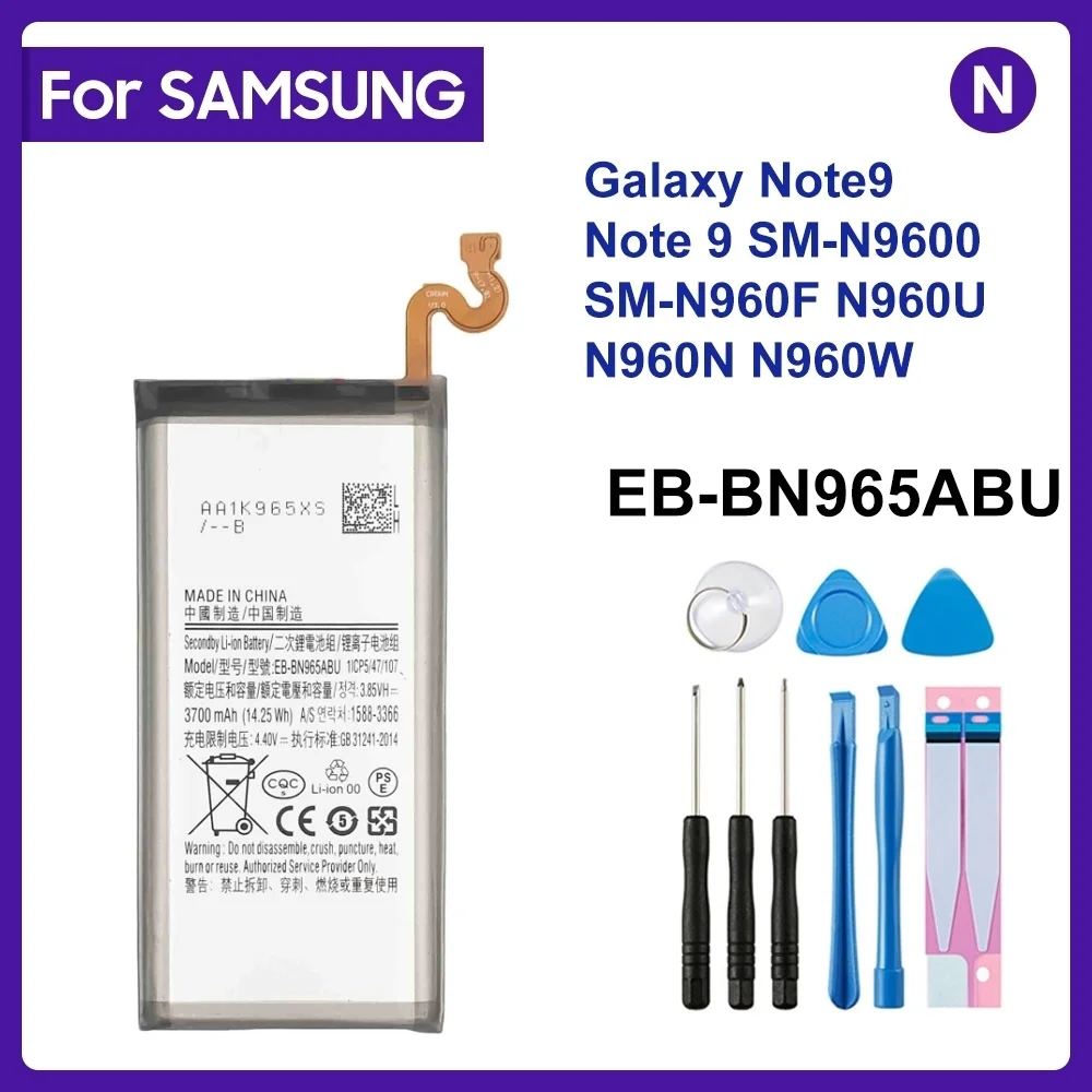 

For SAMSUNG EB-BN965ABU EB-BN965ABE 4000mAh Battery for Samsung Galaxy Note9 Note 9 SM-N9600 N960F N960U N960N N960W +Tools