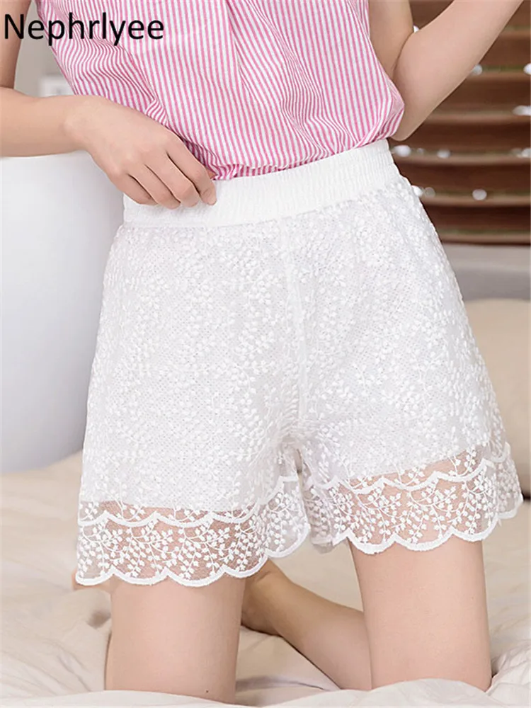 short pants Women Shorts Spring Summer Casual mid Waist Shorts 2022 lace Shorts Chic Lady Black White Shorts biker shorts