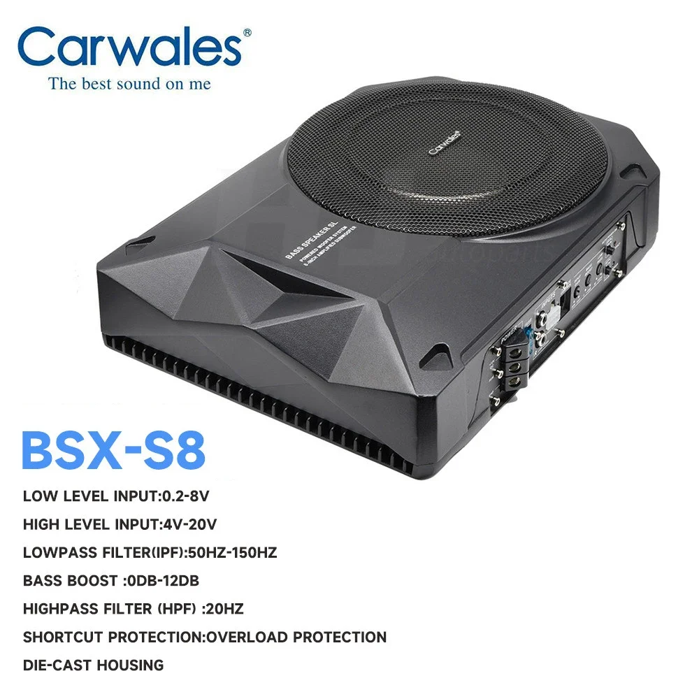 מכונית 8 אינץ אולטרה דק אלומיניום פגז סאב וופר אודיו רמקולים פעיל סאב וופר מושב עם מקסימום 1000w מגבר