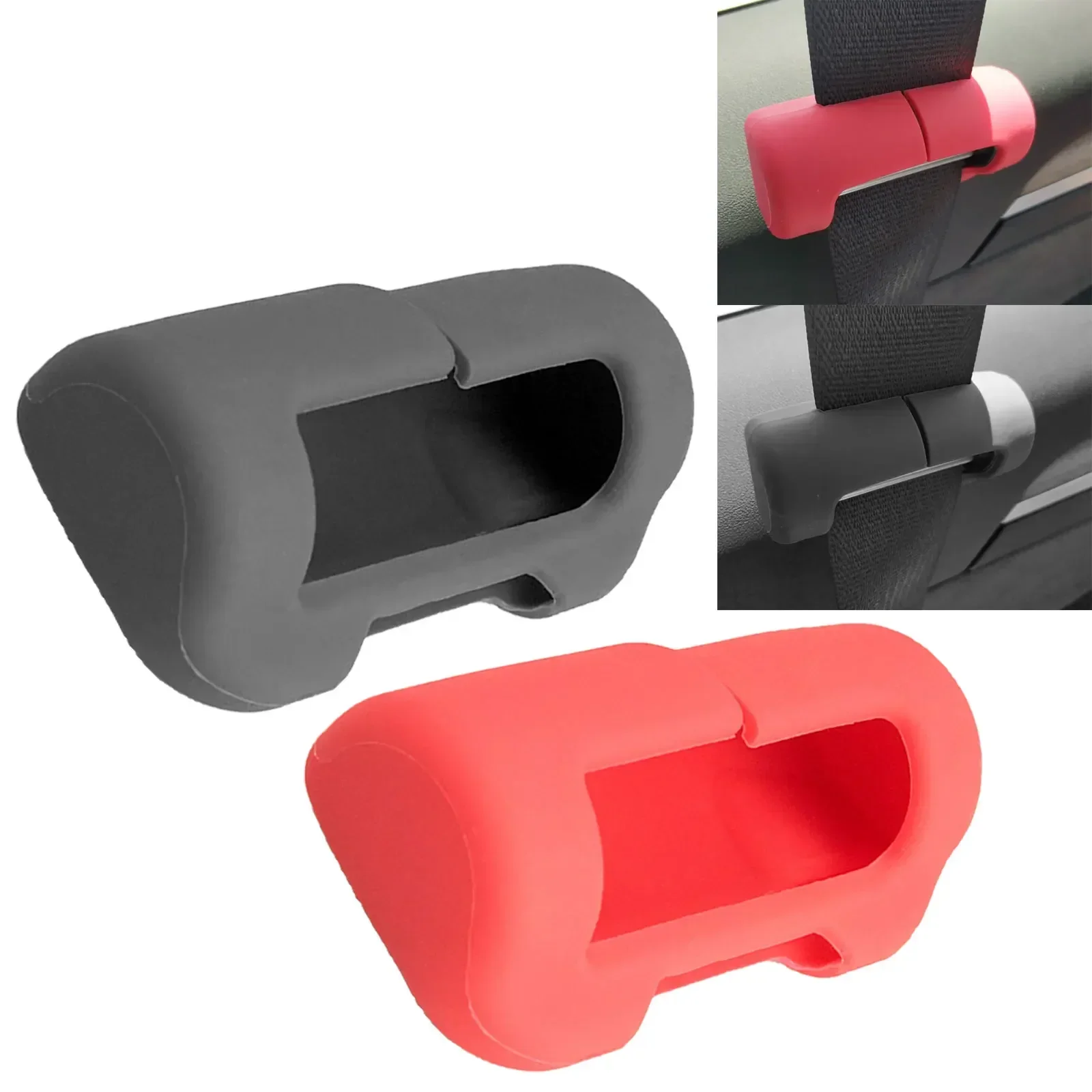2Pcs Tesla Model 3/Y Front-row Seat Seatbelt Buckle Protective Cover Silicone Collision Avoidance Safety Belt Clip Protector