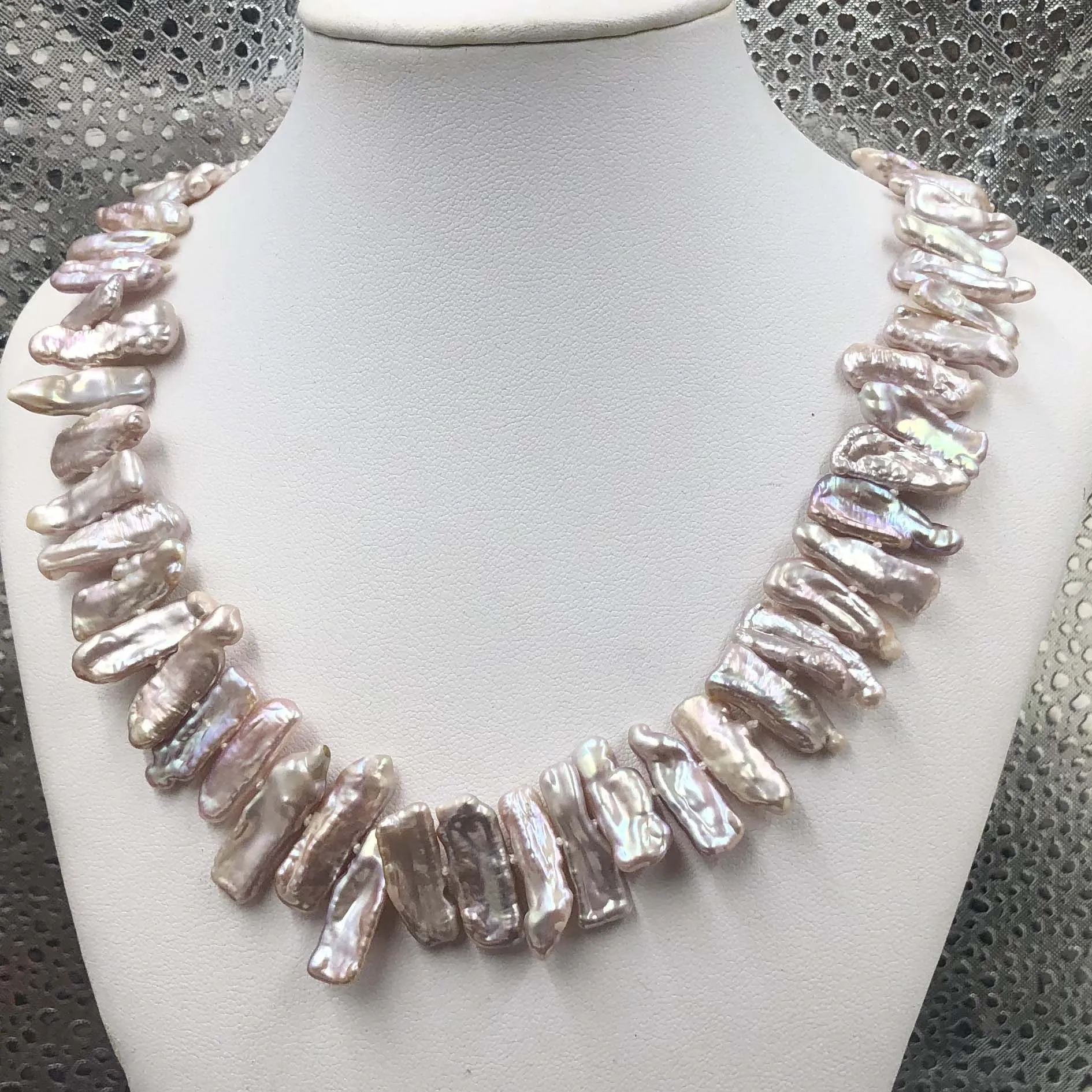 

[ELEISPL] 15-22mm Baroque BiWa Fresh Water Purple Pearl Necklace 45cm + Extra Chain #22010040