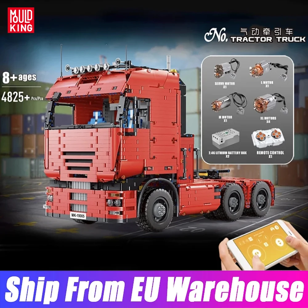 Mold King 19005 19005T Trattore Motorizzato Camion Moc-4814 Lowboy-Trailer Drag Board Building Block Technci Mattoni Giocattoli Regali Per Bambini