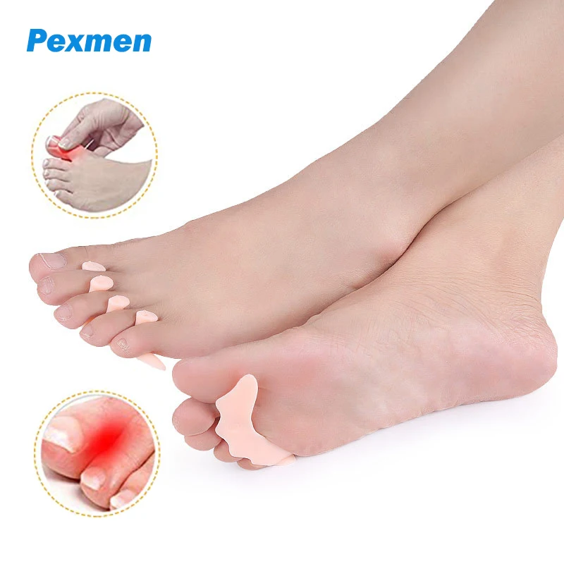 Pexmen 2Pcs/Pair Gel Toe Separators Toes Protectors Spacer for Prevent Rubbing Reduce Friction Relieve Pressure Foot Care Tool