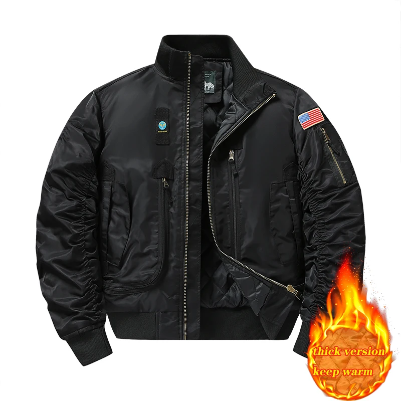MA-1 American pilot cotton jacket men's autumn and winter thick warm baseball jacket fashion men's military fan