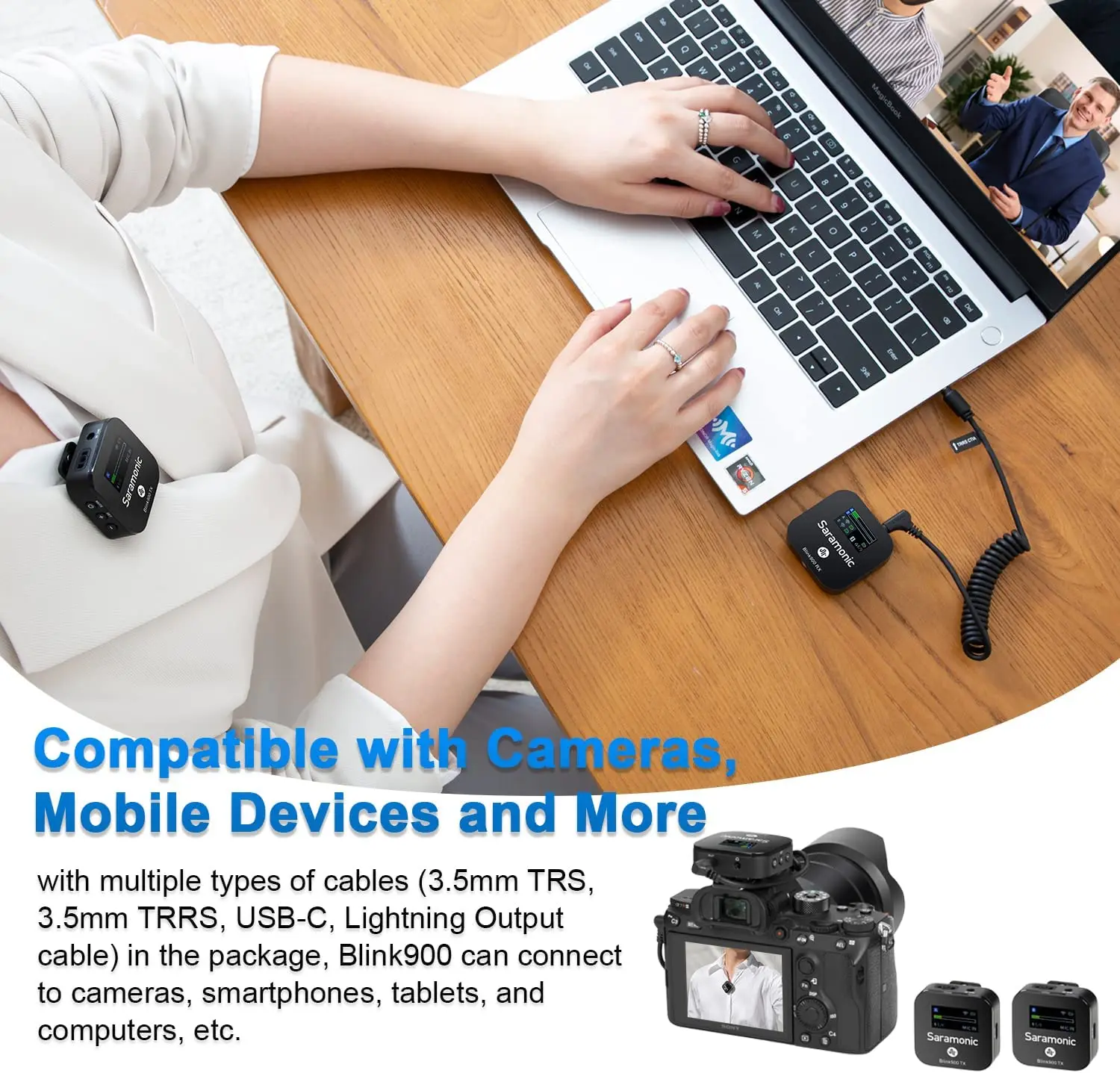 Saramonic-ワイヤレスラベリアマイク,Blink900,b2,iPhone, Android