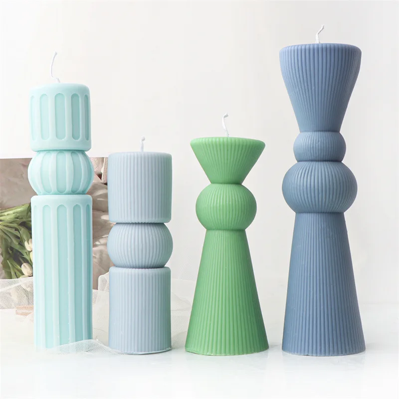 

New Geometric Vertical Cylinder Silicone Mold Gypsum form DIY Handmade Plaster Candle Ornaments Handicrafts Mold Hand Gift Make
