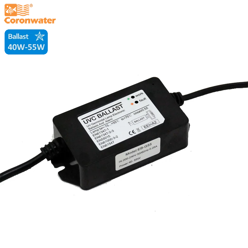 40W  55W 12 GPM용 UV 어댑터 자외선 UV 조명은 표시등 및 가청 경보..