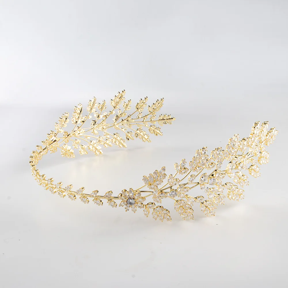 Cubic Zirconia Bridal Headband Luxury Bride Crown Tiara For Wedding Hair Accessories Prom Party Headdress Crown for Quinceanera