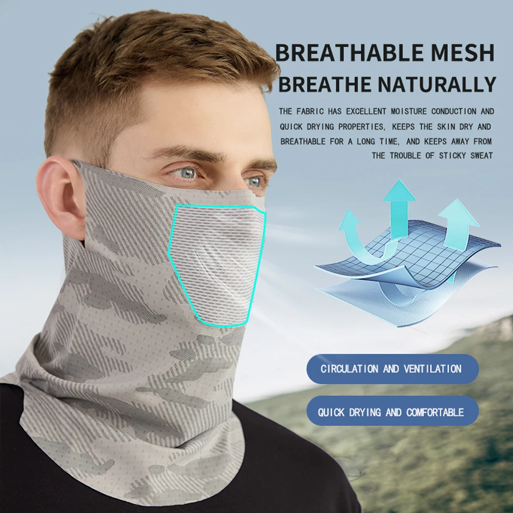 Masque réutilisable en tissu respirant pour homme et femme, porté par une personne, montrant son ajustement confortable.