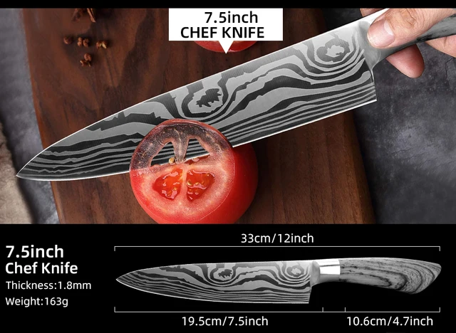 DEKO Kitchen Knives Set Damascus Japanese 7CR17 44 Professional