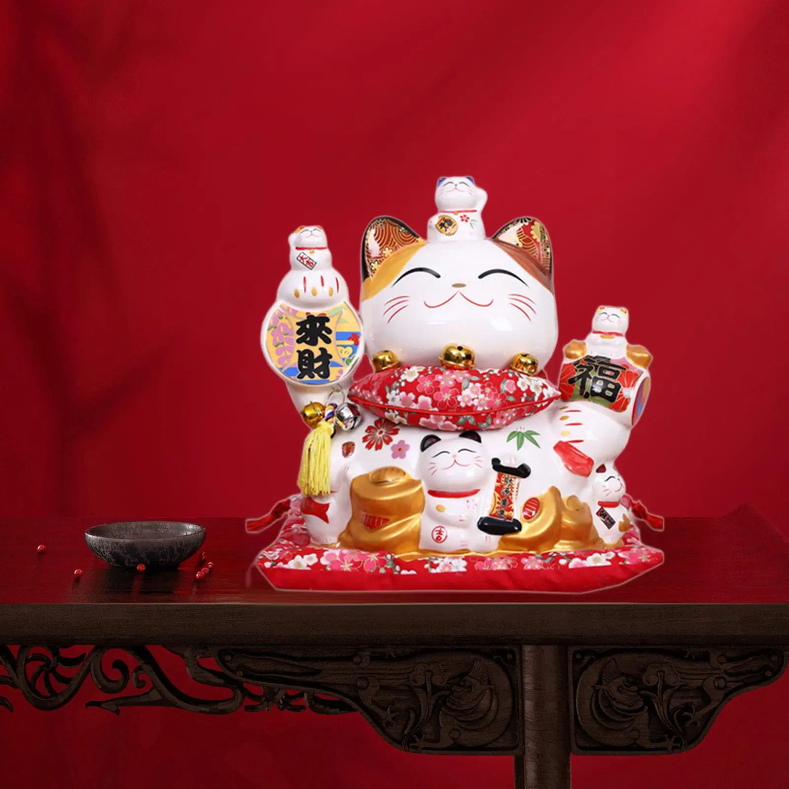 

Копилка Lucky Cat, банка для экономии, скульптура, керамическое украшение, кошка для взрослых, копилка для денег для гостиной, спальни, новогодний стол на день рождения