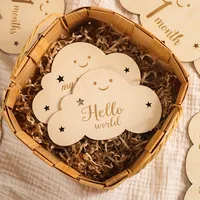 Wooden Baby Milestone 0-12 Months Baby Newborn Cartoon Cloud Shape Photography Accessories Growing Up Card Gifts For Newborns 2