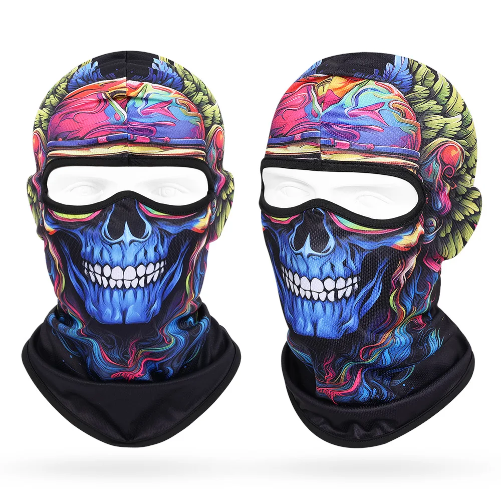 다기능 야외 남자 Balaclava 해골 마스크 모자 오토바이 전체 얼굴 커버 Windproof 탄성 사이클링 모자 여성 헤드 기어