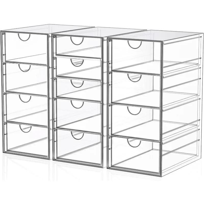 

Acrylic Desk Organizers And Accessories With 13 Drawers, Office Desktop Drawers, Plastic Makeup Organizer Containers Bins With