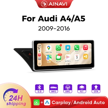 Radio para Auto AINAVI para Audi B8 A4 S4 2009-2016, Audi A5 S5 2008-2016, Carplay, Audi RS4 RS5 2010-2015, Android Auto, Multimedia HD 1920*720, Pantalla Táctil IPS, Estéreo para Auto 1