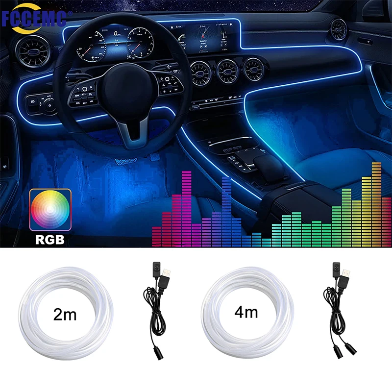 7 Colors Led Car Interior Neon Atmosphere Light Strip With 5v Usb