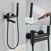 POIQIHY Black Bathtub Faucet In Wall Rotating Spout Bathroom Tub Mixer Tap Single Handle multifunction Handshower Shower System 1