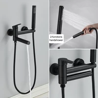 POIQIHY Black Bathtub Faucet In Wall Rotating Spout Bathroom Tub Mixer Tap Single Handle multifunction Handshower Shower System 1