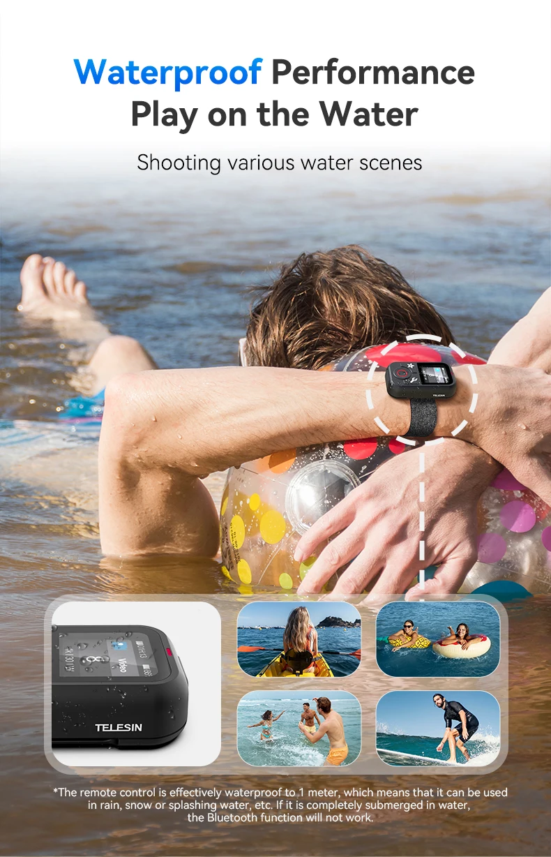 TELESIN Bluetooth Remote Control T13 Waterproof With WristStrap For Hero 13 12