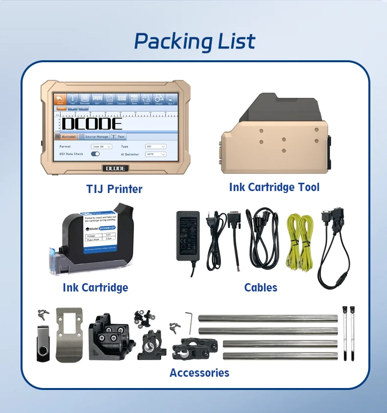PRX1000 Online Inkjet Printer 6.5inch Capacitive Screen Thermal Inkjet Printer T