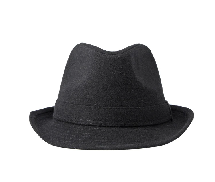 Herbst Und Winter Männer Gentleman Fedoras Einfarbig Top Hut Woolen 56-60 cm Kleine Krempe Britischen Stil Casual LM0121 – Detail 2