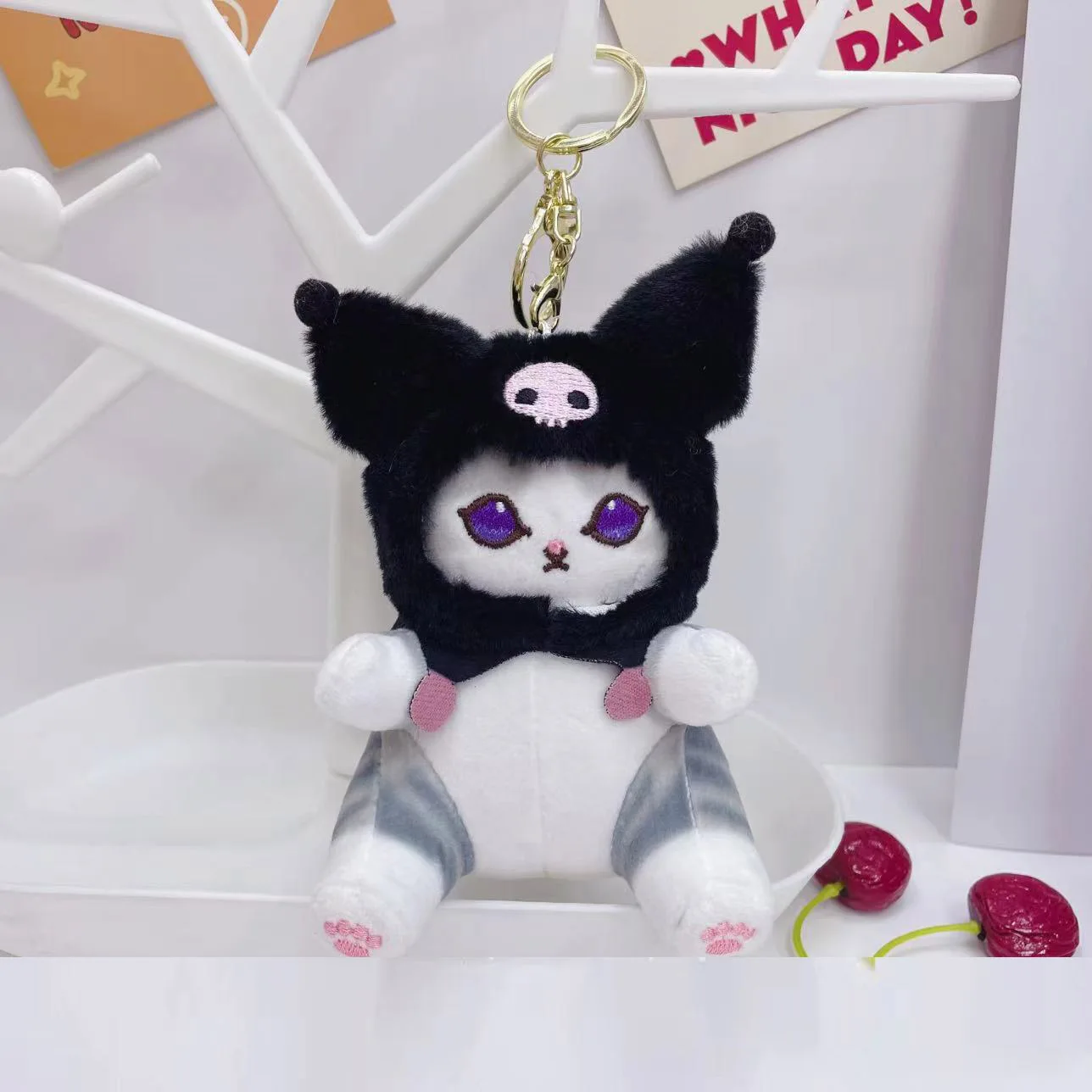 Wholesale 12pcs/lot 4inch Cute Animal Shrimp Shark Cat Stuffed Plush Toy Keyring Pendant Monster Doll Gifts for Children 3