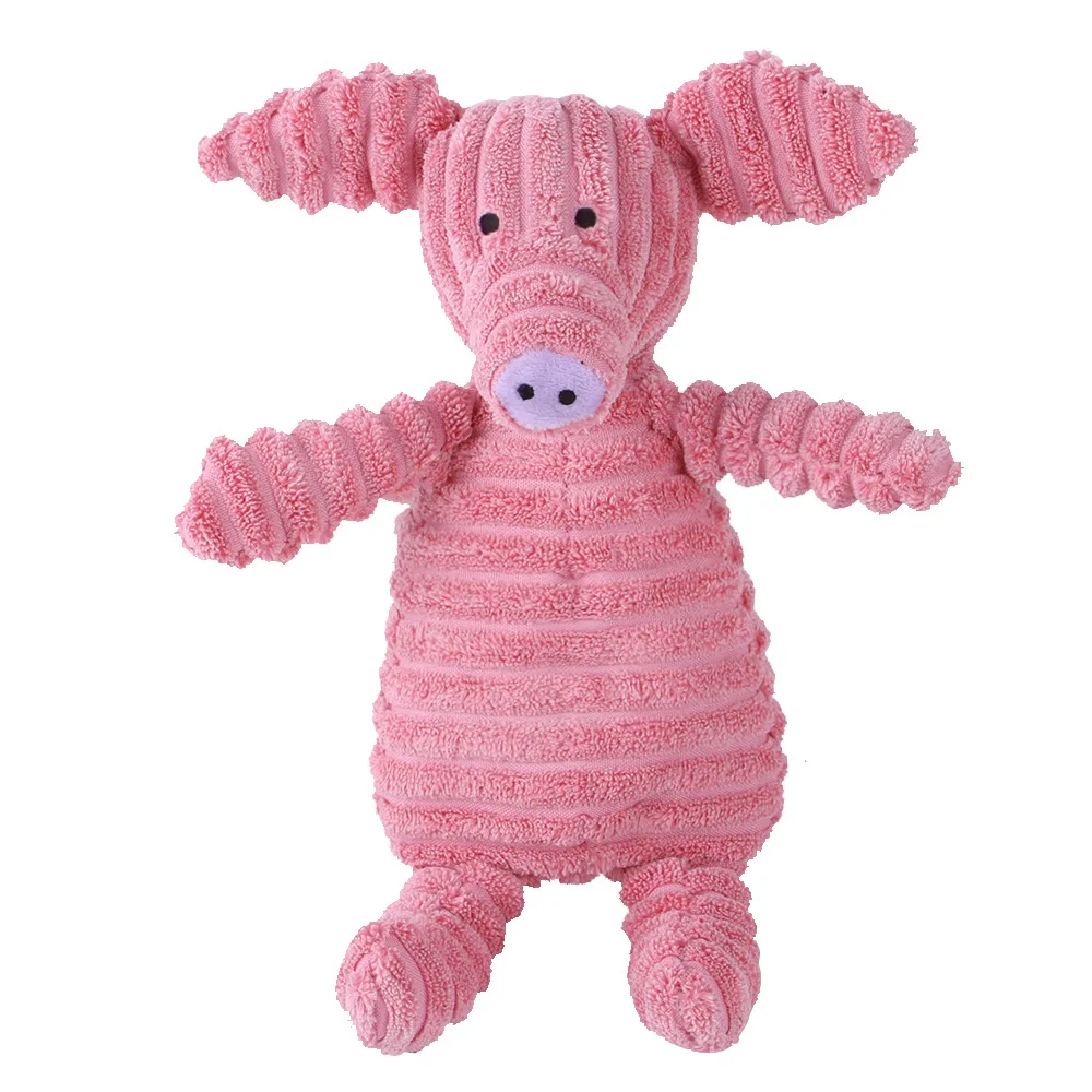 Plush Dog Toy Animals Shape Bite Resistant Squeaky Toys Corduroy Dog Toys for Small Large Dogs Puppy Pets Training Accessories 4