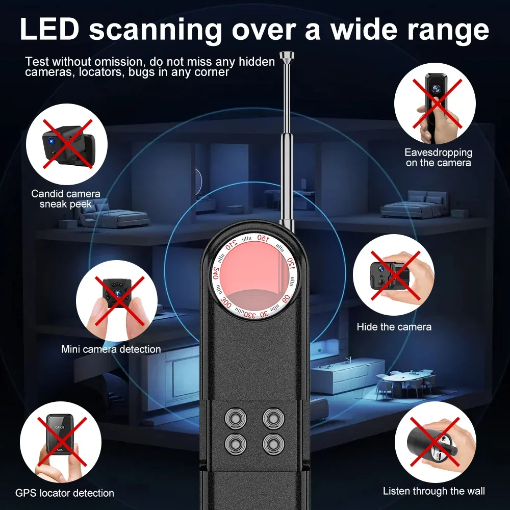 Hidden Camera Detector Listening Device Tracker Out Anti-Spy Electronic Signal 5 Levels Sensitivity Wireless Signal Scanner