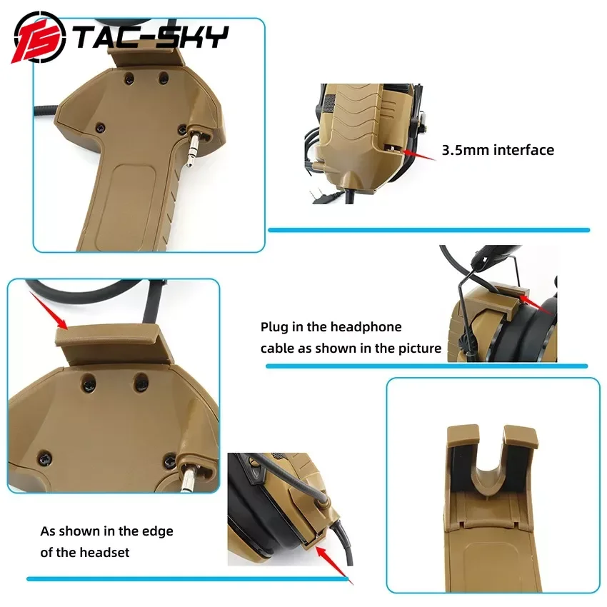 2023 New Tactical Headset External Microphone Kit Adapter with Tactical U94 PTT for Walker's Razor Electronic Shooting Earmuffs