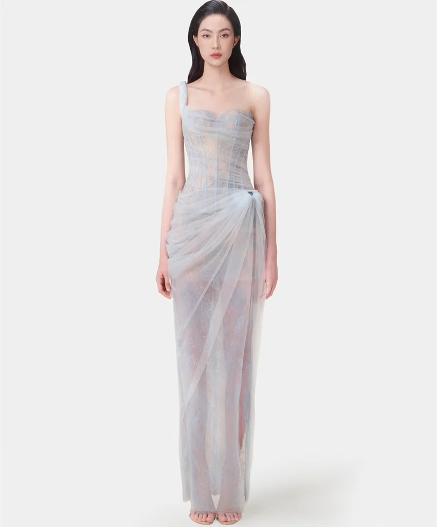 المدرج أزياء مثير الصيف واحد الكتف حفلة موسيقية فس...