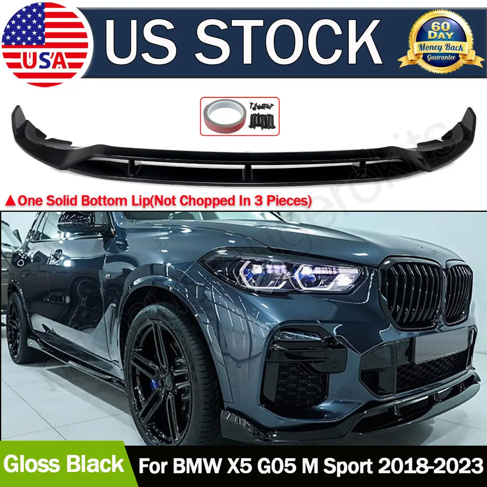 

For 2019-2023 BMW X5 G05 M Sport Glossy Black Front Bumper Lip Splitter Spoiler