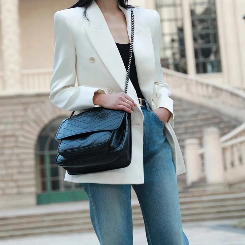 Luxury goods [1-1] Top genuine leather shoulder bag for women 2024 designer top replica cross body bag solid color handbag