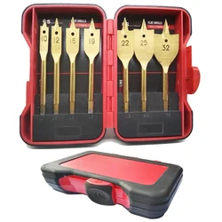 New packing 7pcs/ box Hex Shank Spade Bit Flat Boring Titanium Coating Bit Wood Flat Drill Bit Set