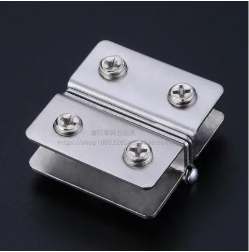 Glass Door Hinge Double Sided Clip without Hole Stainless Steel Cabinet Cupboard Glass Clamps Clip for 4-9mm 180 Degree Stainless Steel Hinges Door Hinges