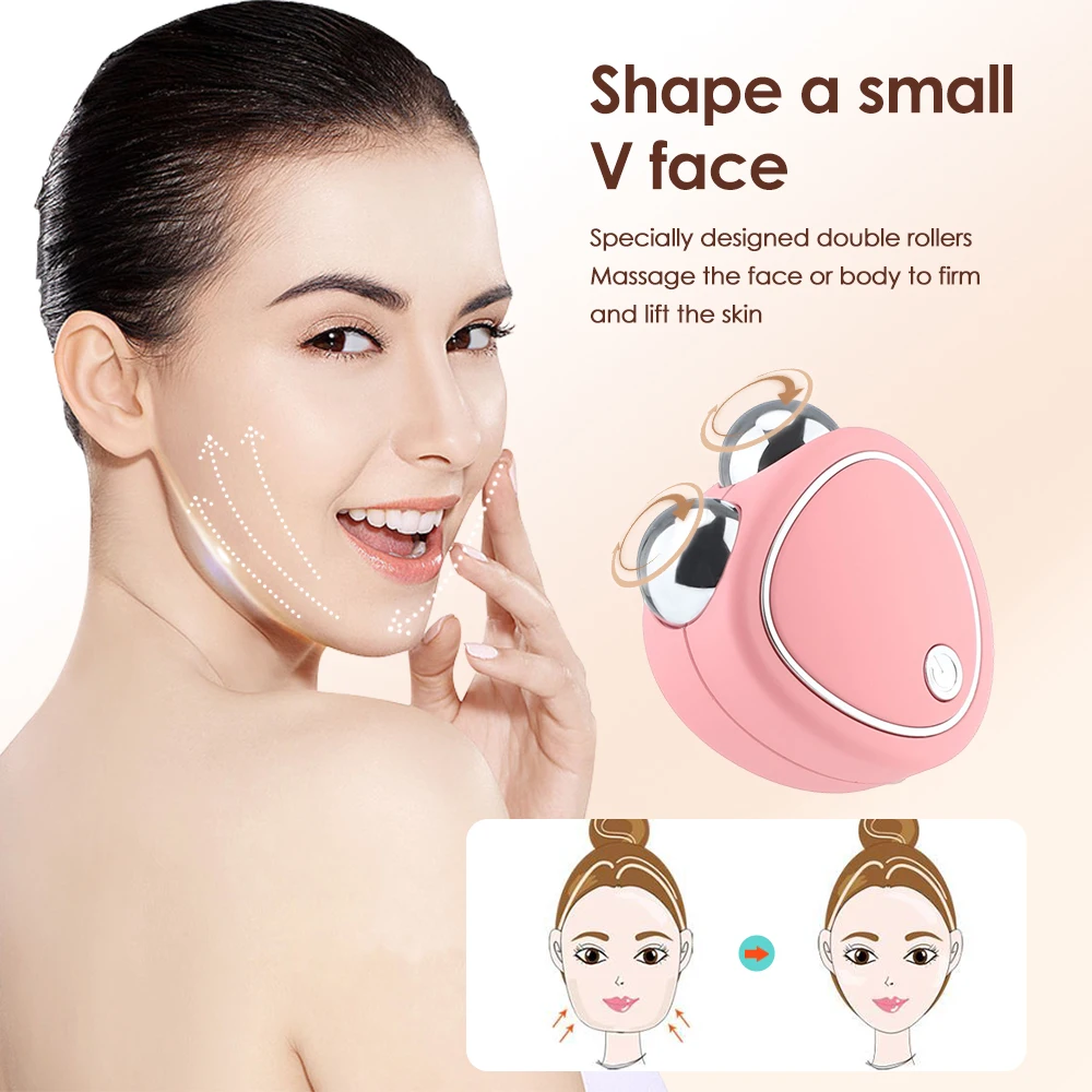Portable Electric Face Lift Roller Massager Ems Microcurrent Sonic Vibration Facial Lifting Skin Rotate Massage Beauty_voghion.com
