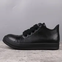 Popular Men's Sneakers Leather Shoes for Woman All Black Solid Men's Casual Shoes Jumbo Shoelace Women's Sneakers 1