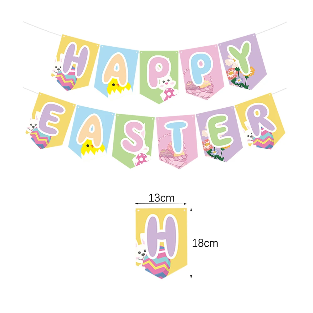 Happy Easter Banner Kaninchen Karotten Eier hängen Girlande Flagge für zu Hause Ostern Party Dekoration Festival Bunting Banner liefert – Detail 4