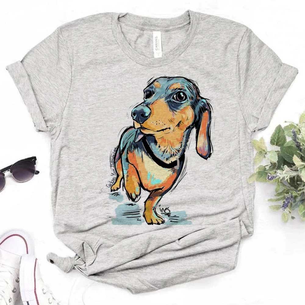 

Dachshund tshirt women comic anime Japanese t shirt female 2000s graphic clothes