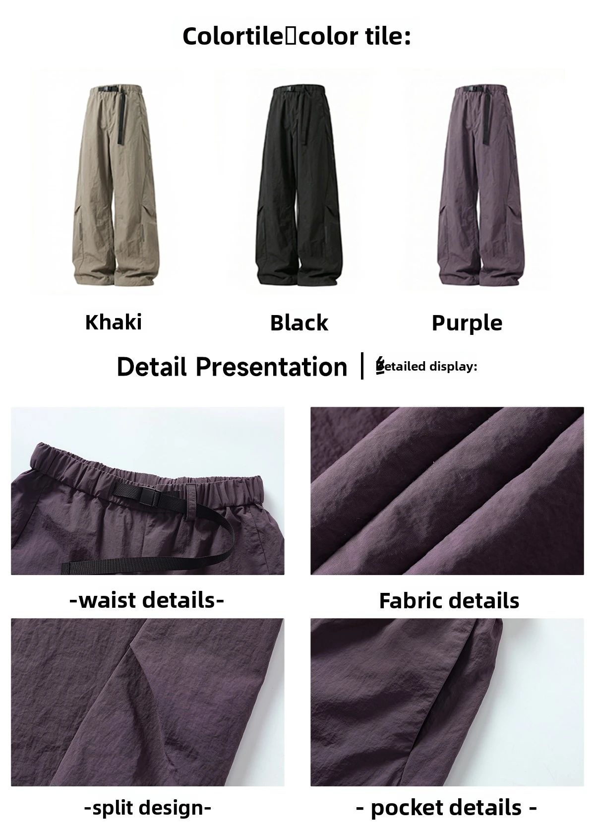 Technische Cargohose für Herren 2026, wasserabweisende Arbeitskleidung, J-Cut-Fallschirm-Design, plissierte Panel-Aktivhose, lockere Passform – Detail 25