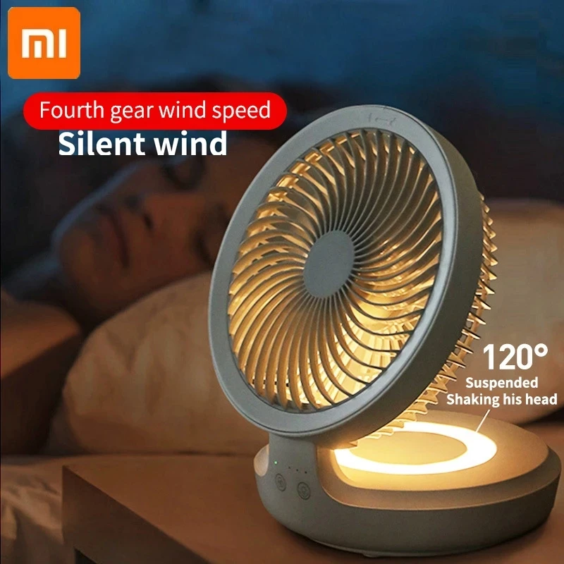 Xiaomi Youpin Wireless Portable Fan 4000 mAh ultra-long standby silent Wall-mounted folding fan with night light shaking head