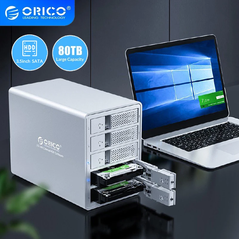 

ORICO 9558U3 5 Bay 3.5'' SATA to USB 3.0 HDD Docking Station For 80TB UASP With 150W Internal Power Adaper Aluminum HDD Case