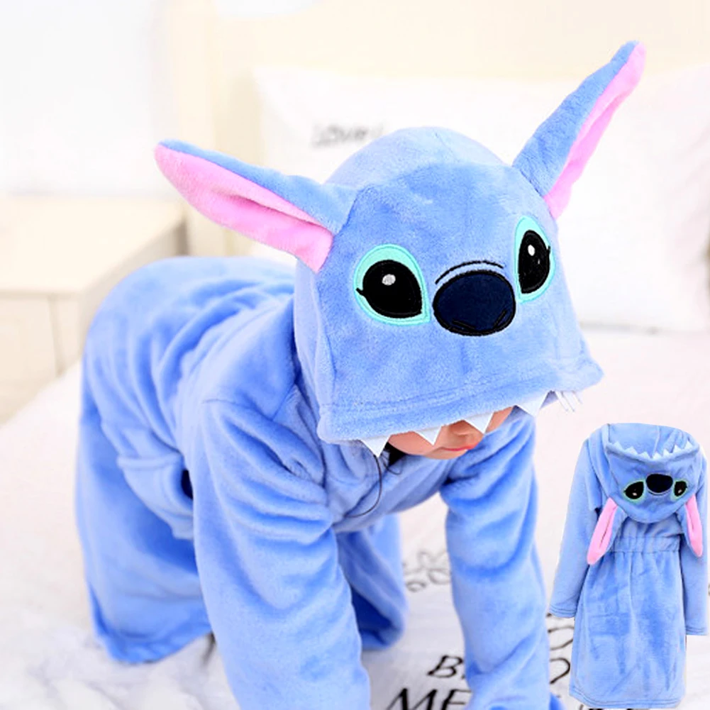 Children Pijama Infantil Kids Warm Pajama Children's Stitch Nightgown Boys Baby Girls Animal Flannel Sleepwear Robe flannel pajamas