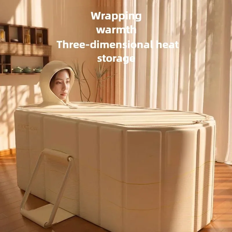 Adult Bath Tub Can Lie Down Household Bath Tank Full Body Foldable Tub Sauna Barrel Thermal It Folded for Easy Storage