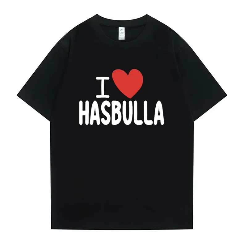 

I Love Heart Hasbulla Fighting Meme Tshirt Men Women Cotton Oversized Tees Male Streetwear Russia Mini Khabib Blogger T Shirt