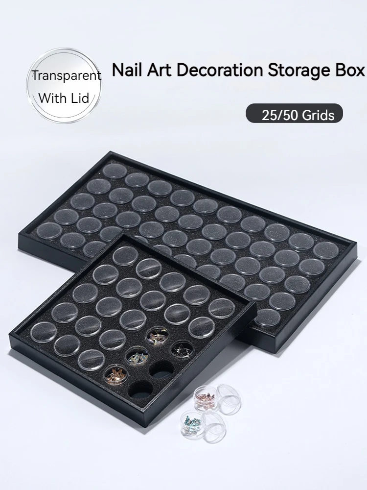 

25/50 Grids Nail Art Decoration Storage Box Empty Plastic Nail Rhinestones Gems Case Container DIY Accessories For Nail Salon