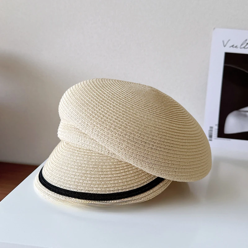 Women Summer Sloping Brim Visor Cap Retro casual Cabbie Beret Girls Beach Paperboy Cap
