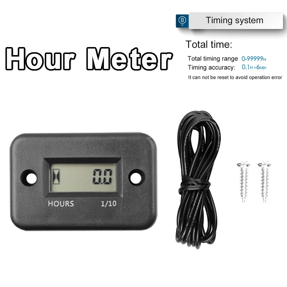 LCD Waterproof Digital Tach Hour Meter Counter For ATV Motorcycle Instruments Snowmobile Gasoline Boat Generator Bike